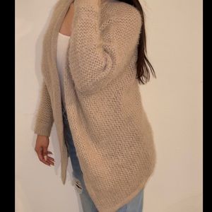 Fuzzy knit long sleeve cardigan